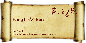 Panyi Ákos névjegykártya
